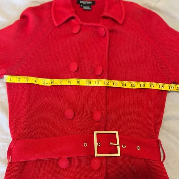 Etcetera Red Knit Button Down Sweater with Belt Buckle Size L - Picture 11 of 14